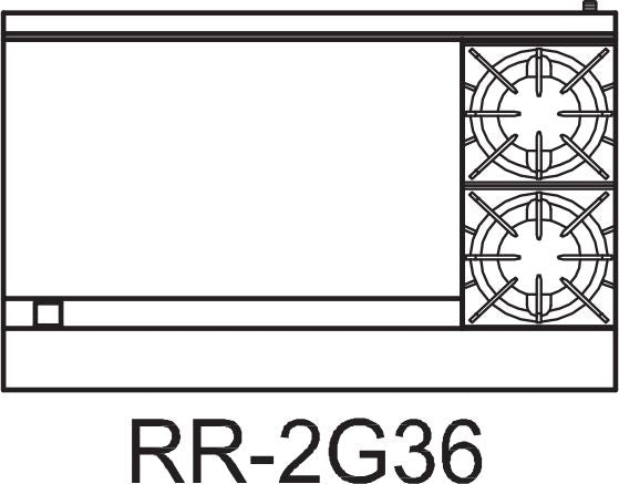 Royal - 48″ Stainless Steel Open Burner With 36" Wide Griddle And Two 20" Wide Oven Gas Range - RR-2G36