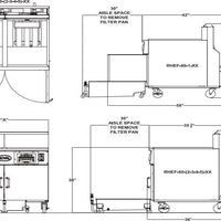 Royal - 60 Lb (78") Digital Thermostat High Efficiency Fryer with Built In Filter System and Two Product Solid State Control with Temperature Readout - RHEF-60-4-DM2