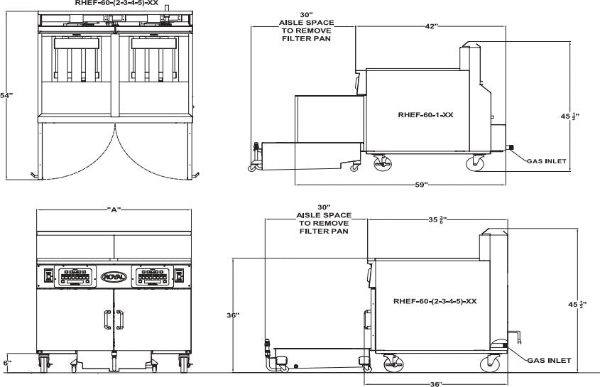 Royal - 60 Lb (97.5") Digital Thermostat High Efficiency Fryer with Built In Filter System and 8 Product Computer Control with Individual Programming - RHEF-60-5-CM