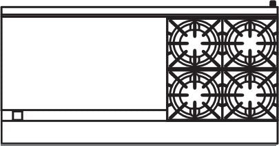 Royal - 60″ Stainless Steel 4 Open Burner Gas Range with 36” Wide Griddle and Two 26.5" Wide Ovens - RR-4G36