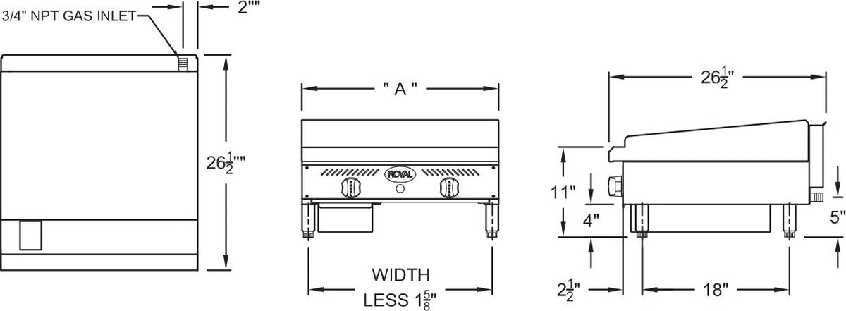 Royal - 60" Stainless Steel Heavy Duty Snack Manual Countertop Griddle - RSMG-60