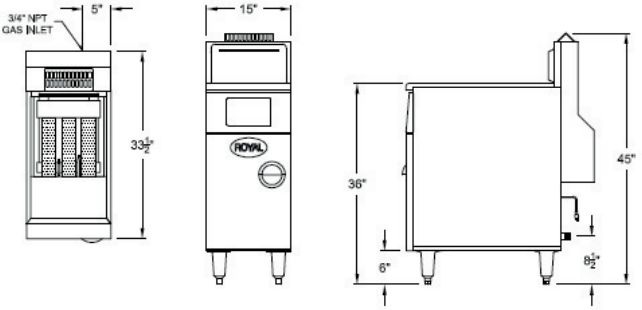 Royal - 60 lb Stainless Steel High Efficiency Deep Fat Fryer with 8 Product Computer Control with Individual Programming - RHEF-60-CM