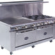 Royal - 72″ Stainless Steel 10 Open Burner Gas Range with 12” Wide Griddle and Two 26.5" Wide Ovens - RR-10G12