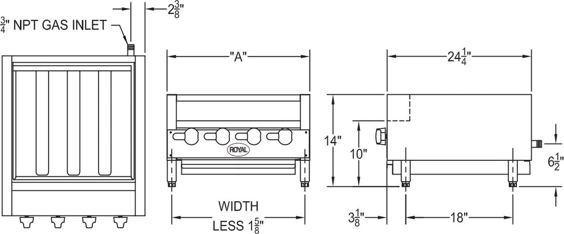Royal - 72" Stainless Steel Kabob Turbo Broiler with 18” Skewers - RKTB-72
