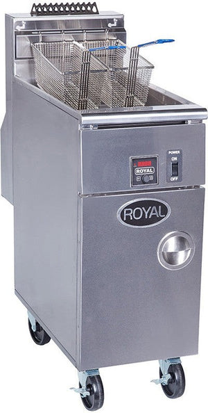 Royal - 75 Lb (19.5") Digital Thermostat High Efficiency Fryer with Built In Filter and Solid State Control Temperature Readout (1 Tank) - RHEF-75-1-DM