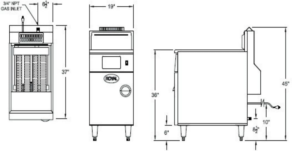 Royal - 75 Lb Stainless Steel High Efficiency Deep Fat Fryer with Solid tate Control - RHEF-75-DM