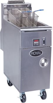 Royal - 75 lb Stainless Steel High Efficiency Deep Fat Fryer 2 Product Solid State Control - RHEF-75-DM2