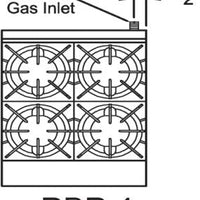 Royal - Delux 24″ Stainless Steel 4 Open Burners Gas Range with One 20” Wide Oven - RDR-4