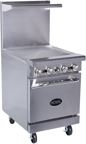 Royal - Delux 24″ Stainless Steel Gas Range with One 20” Wide Oven and 24" Griddle - RDR-G24
