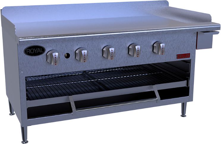 Royal - Delux 24" Stainless Steel Manual Griddle with Over Fried Broiler - GB-24