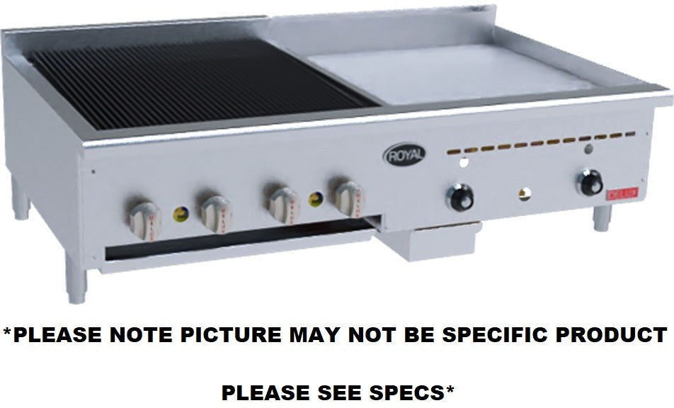 Royal - Delux 24" Stainless Steel Radiant Broiler With 12" Thermostatic Griddle - BG-2412