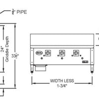 Royal - Delux 24" Thermostatic Griddle with Pilot Safety and Electronic Ignition - RD85-24-SAE