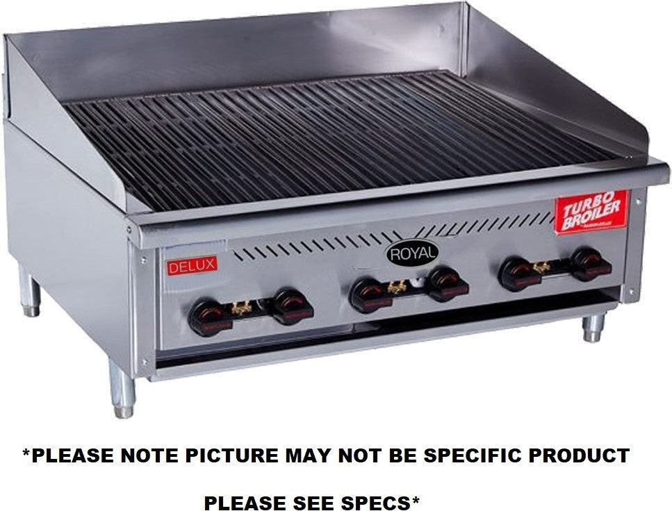 Royal - Delux 30.37" Stainless Steel Infrared Radiant Turbo Broiler with 72,500 BTU - TB-830