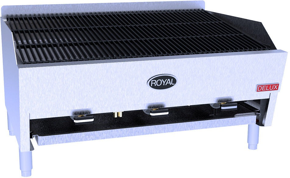 Royal - Delux 32" Stainless Steel Heavy Duty Lava Rock Char Broiler - 3223