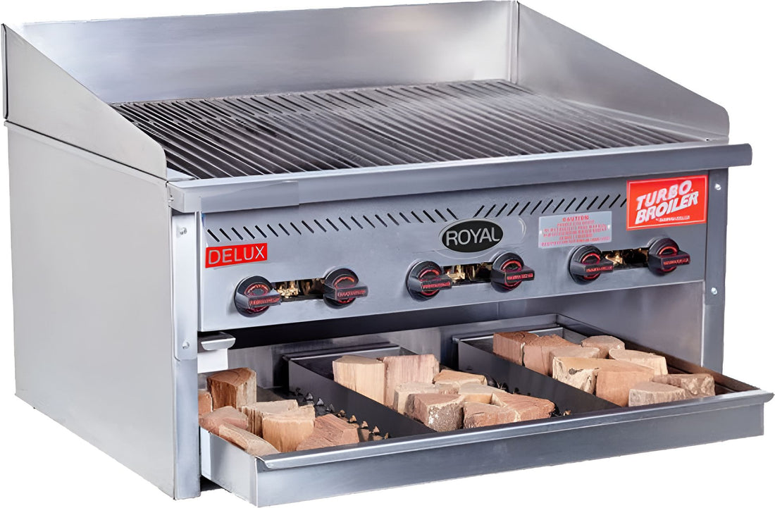 Royal - Delux 35.75" Stainless Steel Infrared Radiant Turbo Broiler With Smoker - TB-836-SM