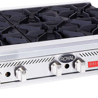 Royal - Delux 36", 6 Burners Stainless Steel Gas Range with Heavy Duty Hot Plates - RDHP-36-6
