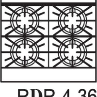 Royal - Delux 36″ Stainless Steel 4 Open Burners Gas Range with One 26.5” Wide Oven and 36" Wide Griddle - RDR-4-36