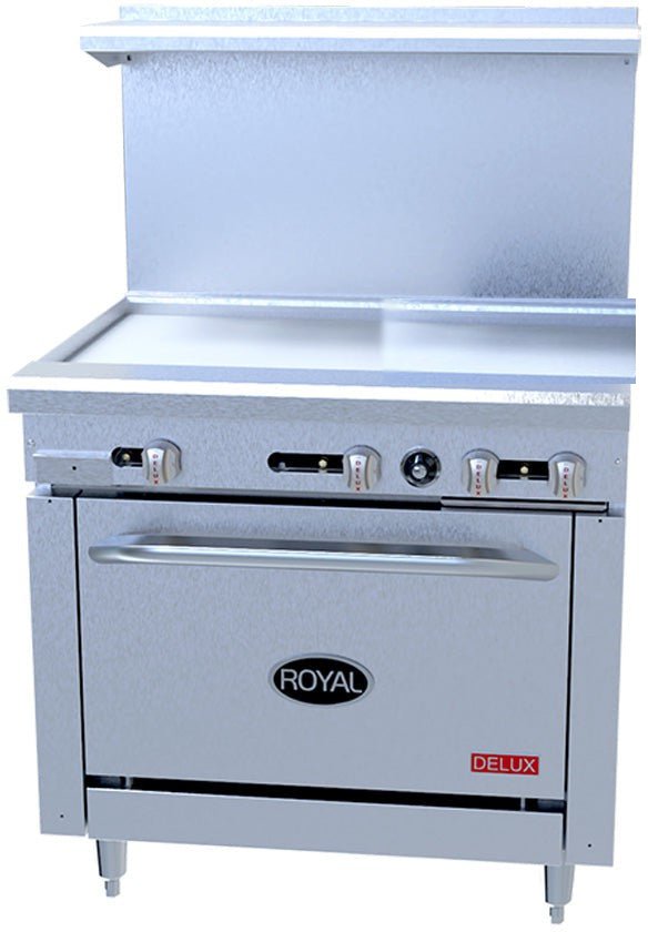 Royal - Delux 36" Stainless Steel Gas Range with One 26.5" Wide Oven and 36" Griddle - RDR-G36