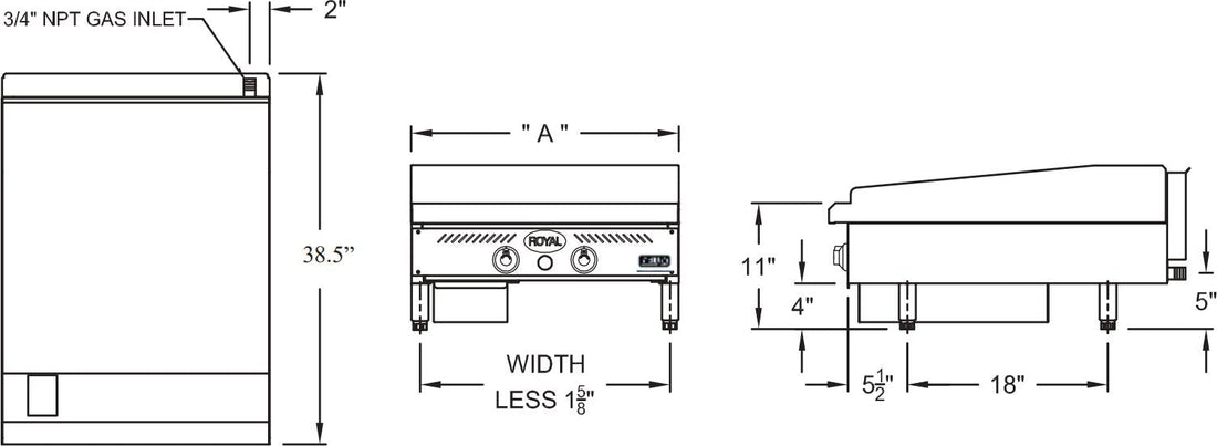 Royal - Delux 36″ Stainless Steel Heavy Duty Deep Thermostatic Griddle - RDTG-36-D