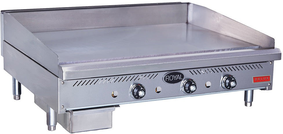 Royal - Delux 36″ Stainless Steel Heavy Duty Thermostatic Griddle - RDTG-36