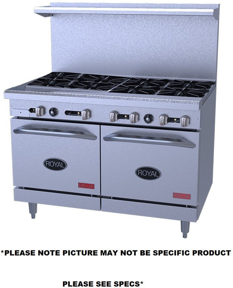 Royal - Delux 48" Stainless Steel Gas Range With Two 20" Wide Ovens - RDR-8