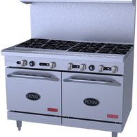 Royal - Delux 48" Stainless Steel Gas Range With Two 20" Wide Ovens - RDR-8