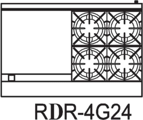 Royal - Delux 48" Stainless Steel Gas Range With Two 20" Wide Ovens with 24" Griddle - RDR-4G24