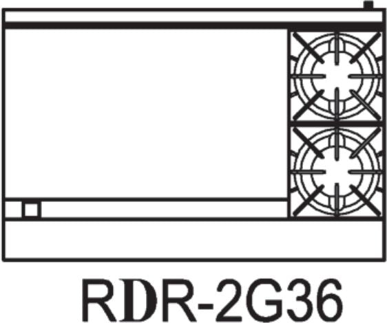 Royal - Delux 48″ Stainless Steel Gas Range With Two 20” Wide Ovens with 36" Griddle - RDR-2G36