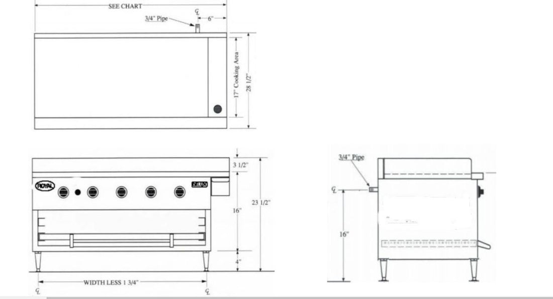 Royal - Delux 48" Stainless Steel Manual Griddle With Over Fried Broiler - GB-48