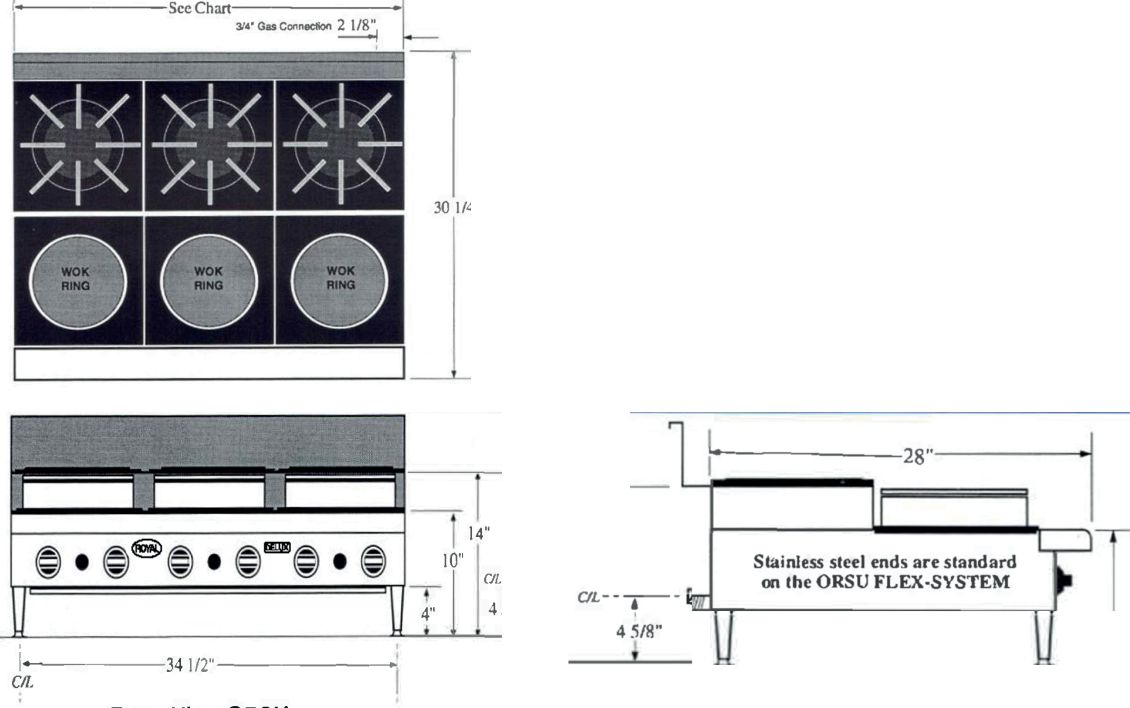 Royal - Delux 48″ Stainless Steel Original Flex System Step-Up - ORSU-848