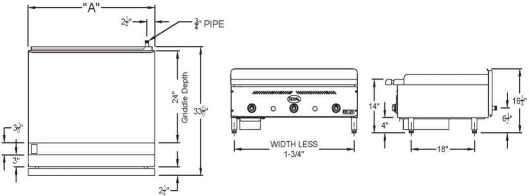 Royal - Delux 48″ Stainless Steel Thermostatic Griddle - RD80-48