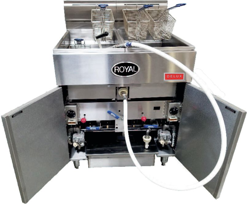 Royal Delux - 50 Lb Gas Fryer with Built in Filter and 8 Product Computer Control (2 Tanks) - RFT-50-2-CM