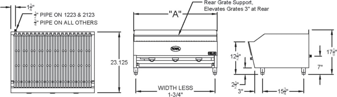 Royal - Delux 52″ Stainless Steel Heavy Duty Lava Rock Char Broiler - 5223