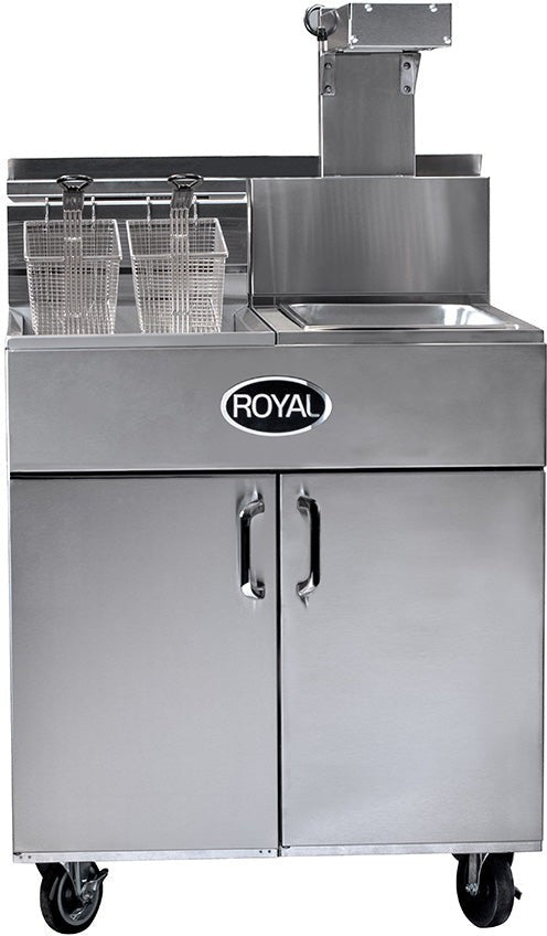 Royal - Delux 60 Lb Gas Fryer with Built in Filter and Electro Mechanical Thermostat (2 Tanks) - RFT-60-2-EM