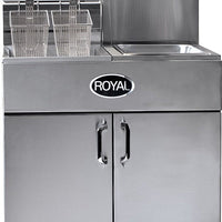 Royal - Delux 60 Lb Gas Fryer with Built in Filter with 8 Product Computer Control with Individual Programming (4 Tanks) - RFT-60-4-CM