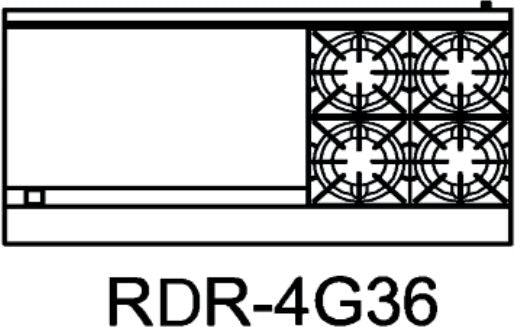 Royal - Delux 60″ Stainless Steel Gas Range with 4 Open Burners and 36” Wide Griddle - RDR-4G36