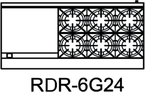 Royal - Delux 60″ Stainless Steel Gas Range with 6 Open Burners and 24” Wide Griddle - RDR-6G24