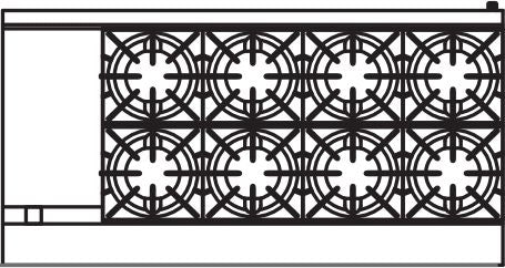 Royal - Delux 60" Stainless Steel Gas Range with 8 Open Burners and 12" Wide Griddle - RDR-8G12