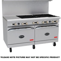 Royal - Delux 60" Stainless Steel Gas Range with 8 Open Burners and 12" Wide Griddle - RDR-8G12