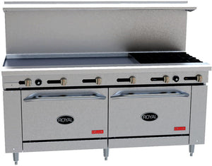 Royal - Delux 72″ Stainless Steel Gas Range with 2 Open Burners - RDR-2G60