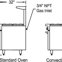 Royal - Delux 72″ Stainless Steel Gas Range with 4 Open Burners - RDR-4G48