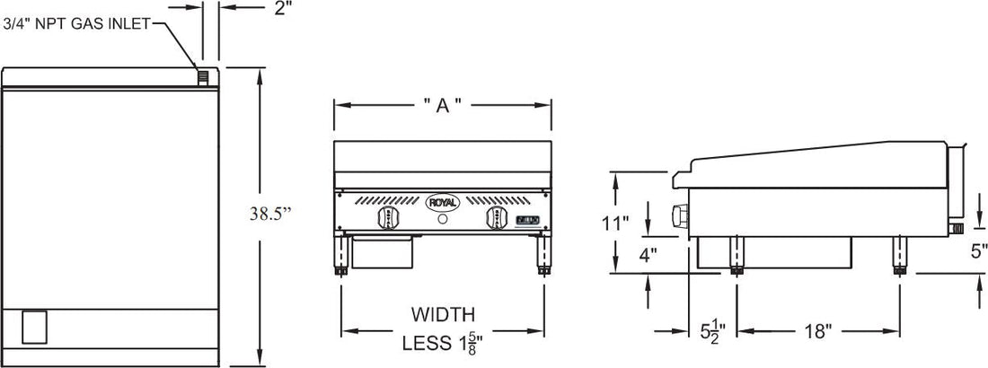 Royal - Delux 72″ Stainless Steel Heavy Duty Deep Manual Griddle - RDMG-72-D