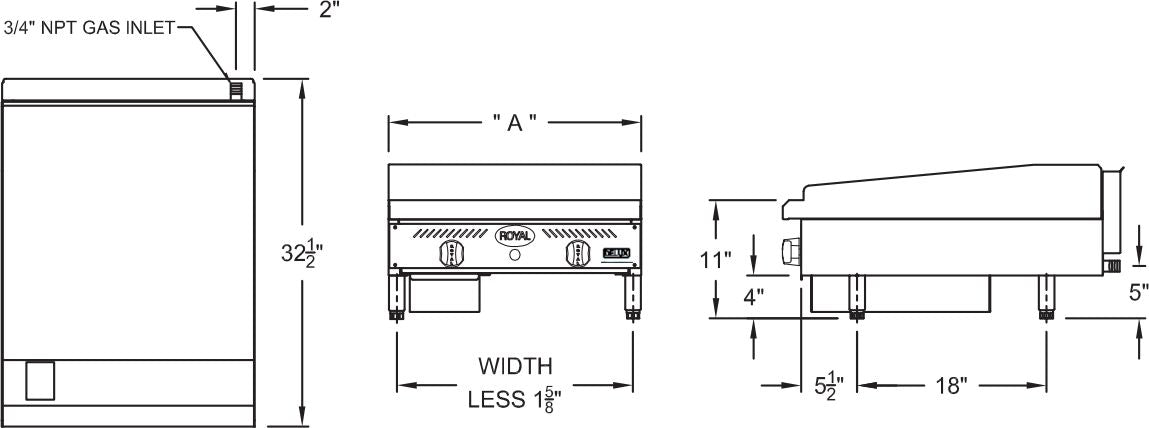 Royal - Delux 72″ Stainless Steel Heavy Duty Manual Griddle - RDMG-72
