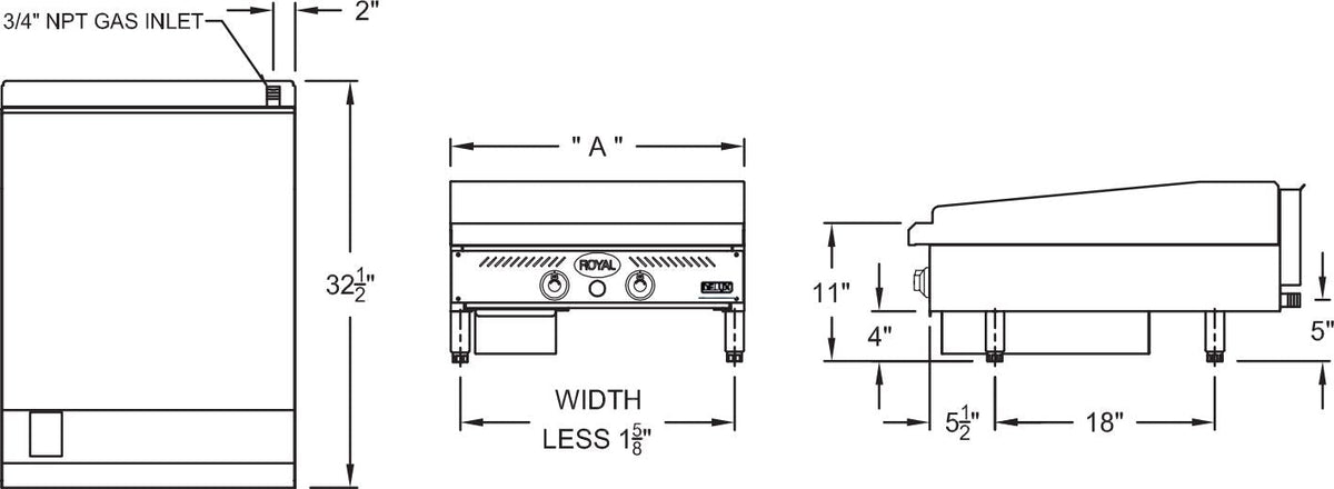 Royal - Delux 72″ Stainless Steel Heavy Duty Thermostatic Griddle - RDTG-72