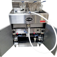 Royal - Delux 75 Lb Gas Fryer with Built in Filter and Two Channel Digital Control (2 Tanks)- RFT-75-2-DM2