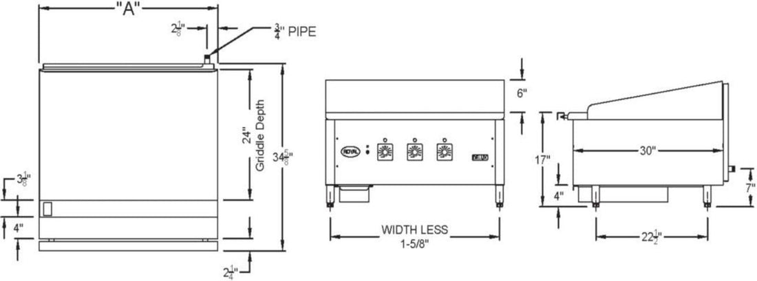 Royal - Delux 84" Stainless Steel Solid State Infrared Turbo Griddle - RD100-84