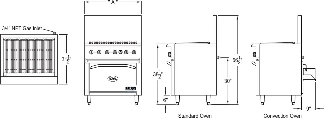 Royal - Delux Stainless Steel 24" Wide Radiant Broiler With Storage Base - RDR-24RB-XB