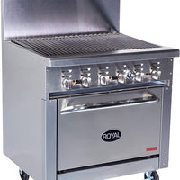 Royal - Delux Stainless Steel 36" Wide Radiant Broiler With 26.5" Wide Oven - RDR-36RB-126