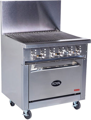 Royal - Delux Stainless Steel 36" Wide Radiant Broiler With 26.5" Wide Oven - RDR-36RB-126