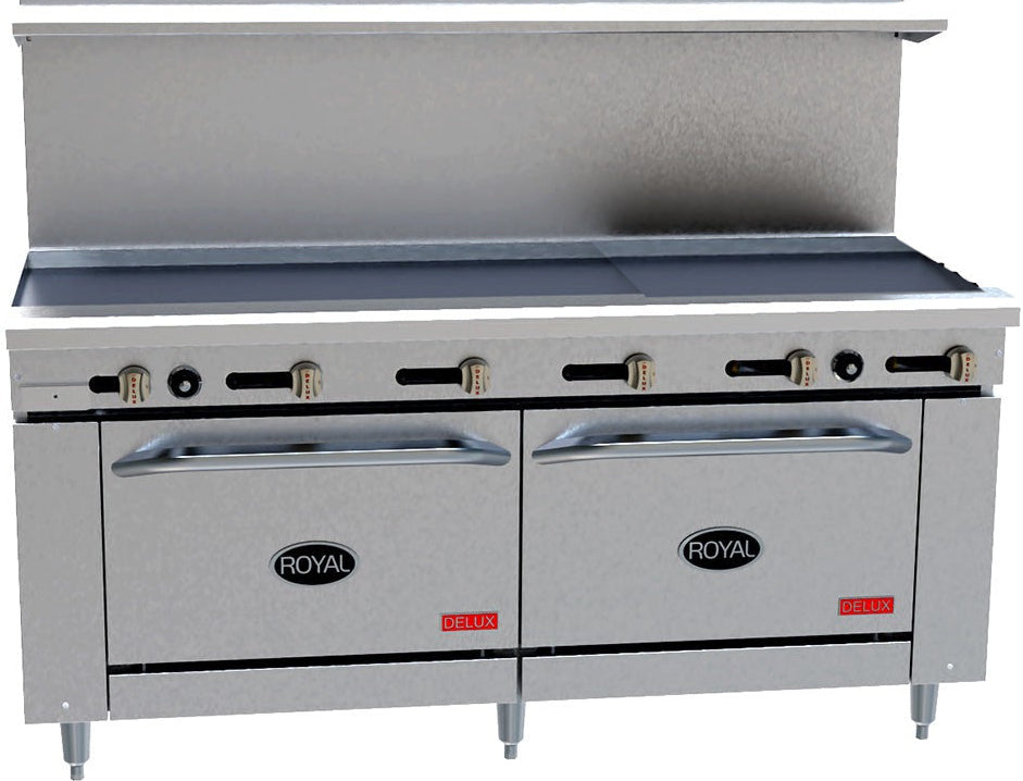Royal - Delux Stainless Steel 72″ Wide Griddle Gas Range - RDR-G72